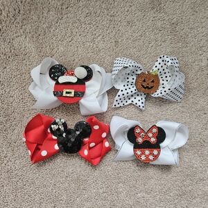 Disney Kids Hair Bows - White, Red, Black, Orange